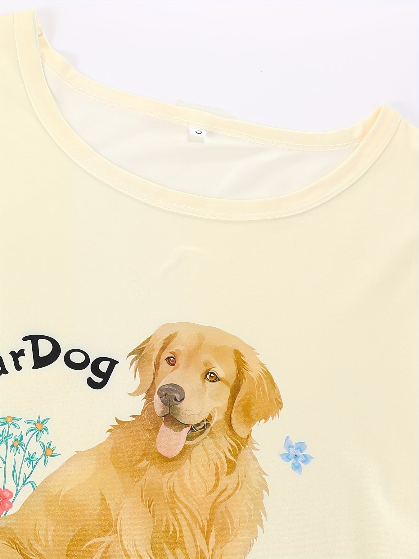 Three-piece pajama set, round-neck short-sleeve pullover and loose elastic shorts with extended length, Golden retriever print design, cool for summer wear, casual four-season Women's sleepwear and loungewear outfit