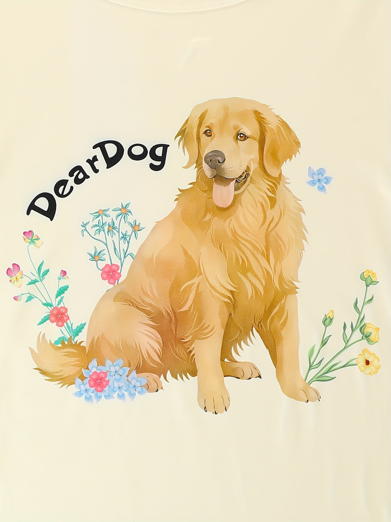 Three-piece pajama set, round-neck short-sleeve pullover and loose elastic shorts with extended length, Golden retriever print design, cool for summer wear, casual four-season Women's sleepwear and loungewear outfit