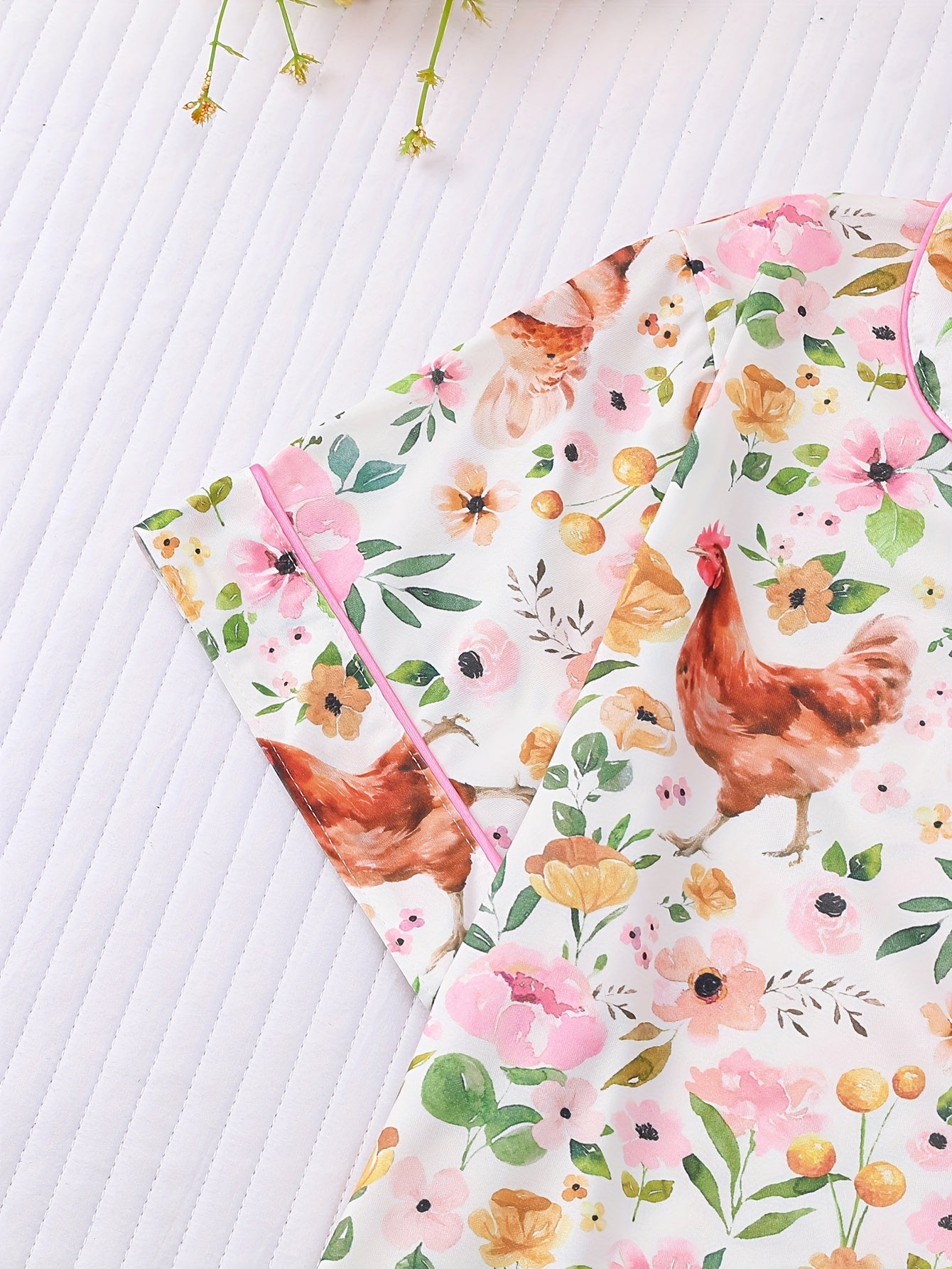 Two Piece Women's Elegant Polyester Pajama Set, Knitted Fabric, Comfortable for All Seasons, Short Sleeved Button Up Top, Collar And Same Shorts, with Animal Print And Pocket Details, Suitable for Adult Pajama Set