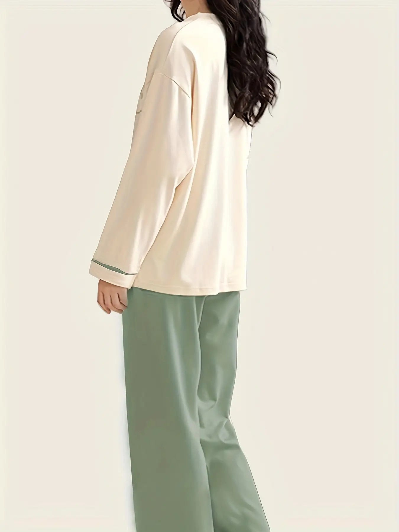 Spring and Autumn Cartoon Pattern Pajamas Set, Women's Casual and Comfortable Home Wear