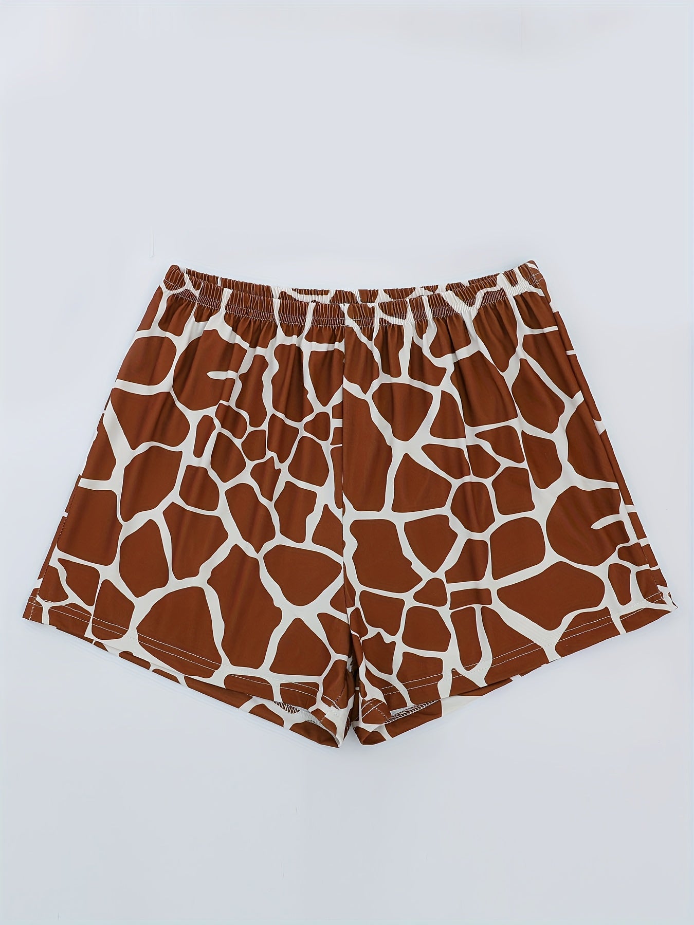 Round Neck Women'S Pajama Set, Pullover Short Sleeve Top and Loose Elastic Shorts and Pants, Comfortable Fabric, Suitable for All Seasons, Casual Adult Women'S Sleepwear Outfit with Floral Giraffe Print