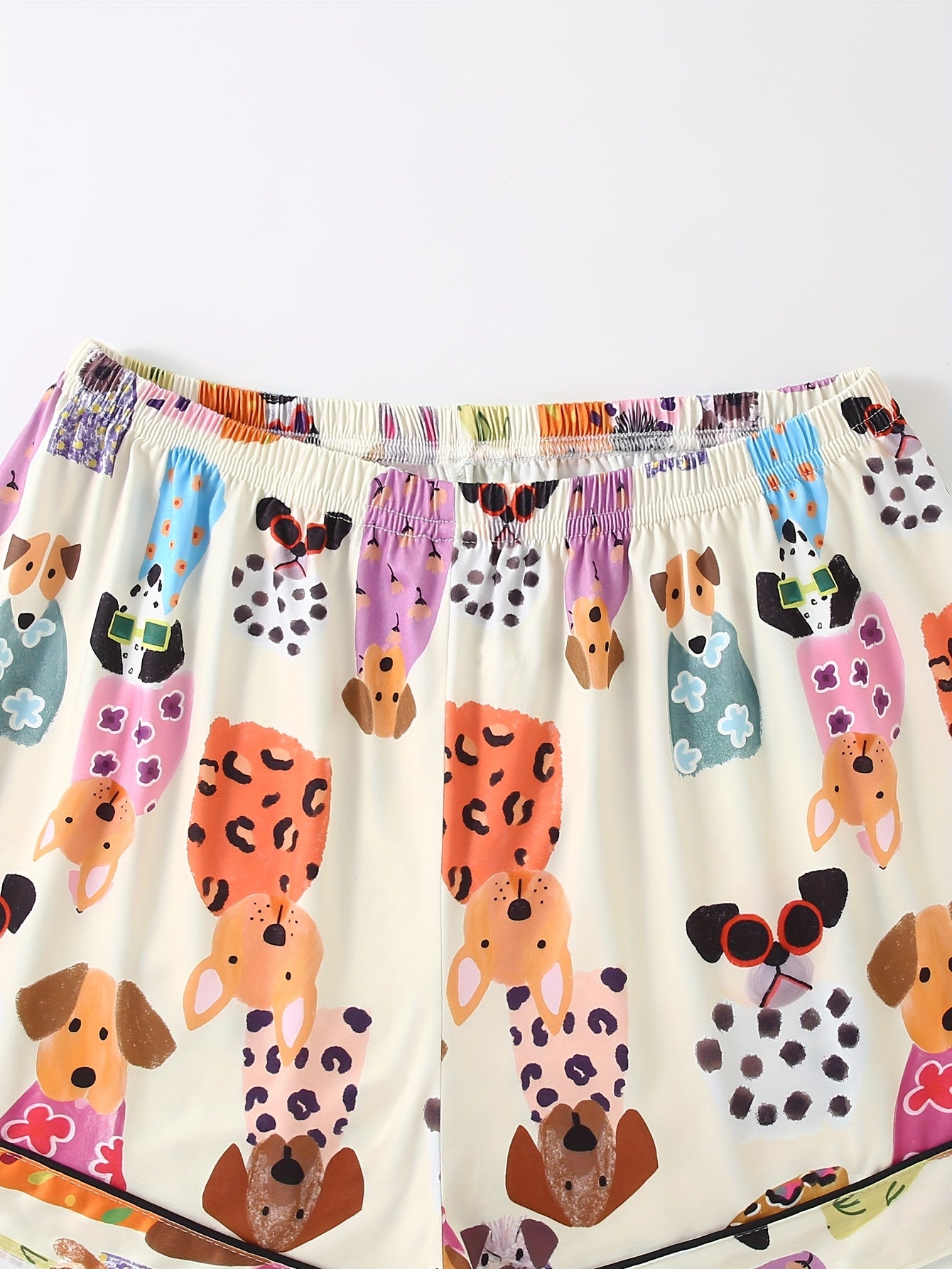 3pcs Women's Pajama Set, Animal Print Button Cardigan, Short-sleeved Stretch Shorts And Long Pants, Loose And Elastic Spring And Autumn Casual Daily Home Wear, Soft Fabric
