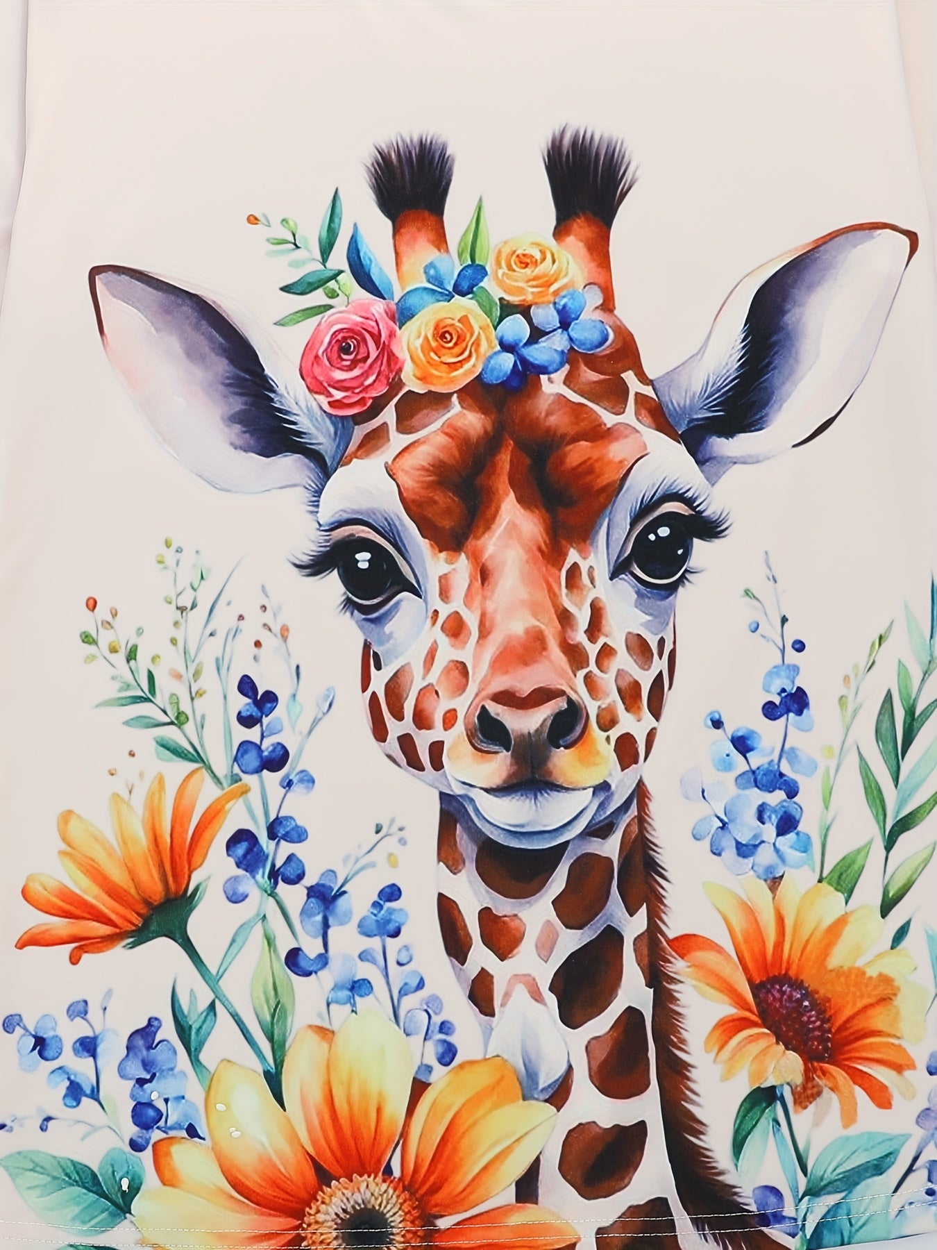 [3pcs Soft Giraffe Pajama Set] 3pcs Women's Soft Fabric Giraffe Floral Print Pajama Set | Short Sleeve Crew Neck Top & Elastic Waist Shorts & Pants, All-Season Comfort, Casual Animal Print Sleepwear, Giraffe Decor
